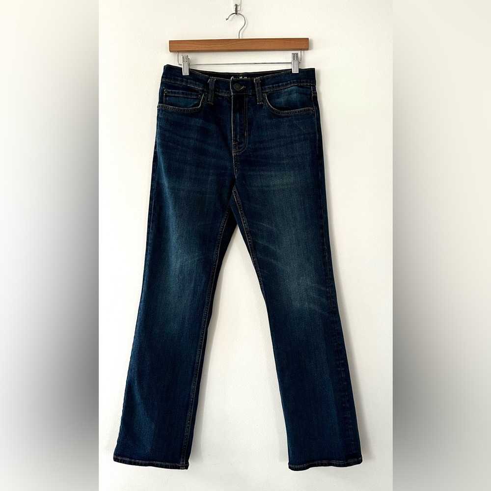 MENS DARK WASH GOODFELLOW & CO. TOTAL FLEX BOOTCUT JEANS. EUC!
SIZE: 30Wx32L
